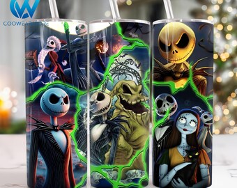 Películas Personajes de terror Diseño de sublimación de vaso flaco de 20 oz, Películas de Halloween Vaso flaco de 20 oz Png, Envoltura de vaso recto y cónico