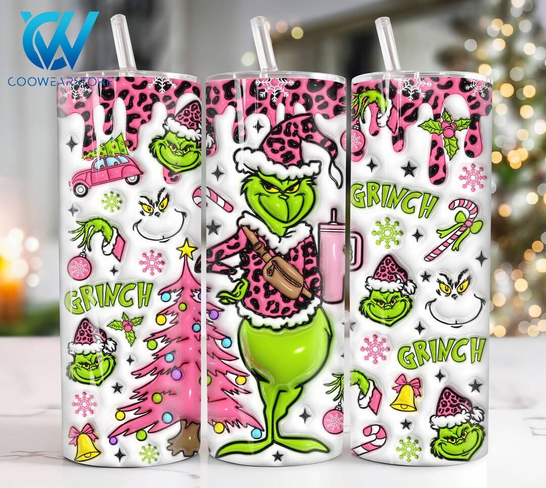 3D Inflated Pink Christmas 20 Oz Skinny Tumbler Sublimation, Merry ...