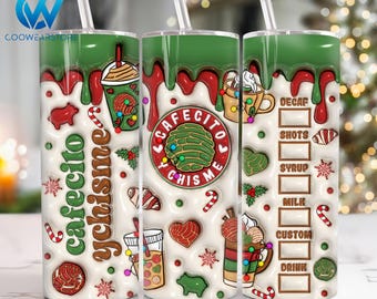 3D Inflated Christmas 20 oz Skinny Tumbler Sublimation, Merry Christmas 20oz Tumbler Png, Christmas Straight and Taper Tumbler Wrap