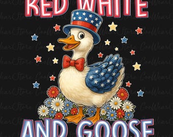 Red White and Goose Png, American Goose Png, 4th of July Goose Png, Silly Goose Png, Goose 4th of July Png, America Goose Png,Fourth Of July