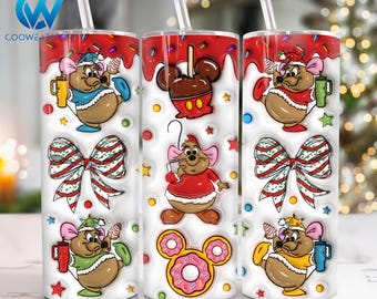 3D Inflated Christmas 20 oz Skinny Tumbler Sublimation, Merry Christmas 20oz Tumbler Png, Christmas Straight and Taper Tumbler Wrap