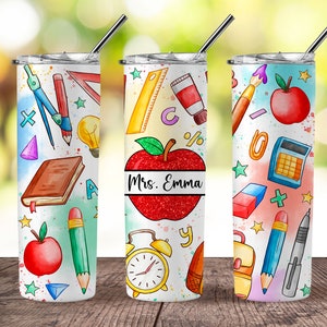 Custom Teacher Name 20 oz Skinny Tumbler Sublimation Design, Teacher 20oz Skinny Straight Tumbler Png, Straight and Taper Tumbler Wrap