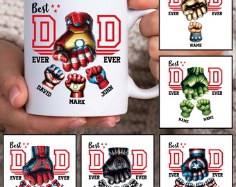 Custom Super Dad Fist Bump Up to 6 Kids Mug Wrap, Dad 11oz Mug Template, Dad 11oz Mug Png, Fathers Day Mug Sublimation Design, Dad Mug Wrap