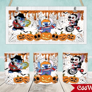Horror Characters Mug Wrap, 11oz & 15oz Mug Template, Halloween 11oz Mug Png, 15oz Mug Png, Mug Designs, Coffee Mugs, Mug Sublimation Design