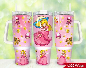 Cartoon Princess 40oz Tumbler Wrap Png, Cartoon 2 pieces 40 oz Tumbler Png, Game Characters Tumbler 40oz Png Sublimation Designs