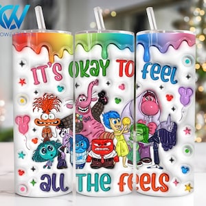Zeichentrickfiguren 3D aufgeblasene 20 Unzen Skinny Tumbler Png, Cartoon Emotionen 20 Unzen Tumbler Png, Filmfiguren 20 Unzen Tumbler Wrap, psychische Gesundheit