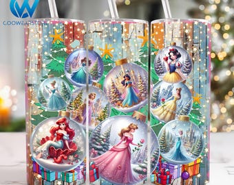 Zeichentrickfiguren 20 Unzen Skinny Tumbler Sublimation, Cartoon Prinzessin 20 Unzen Tumbler Png, Filme Charaktere Straight und Taper Tumbler Wrap
