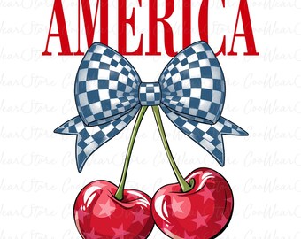 America Cherry Coquette Png, 4 lipca Png, America Coquette Bow Png, Dzień Pamięci PNG, Dzień Niepodległości png, Patriotyczny png, Czwarty lipca