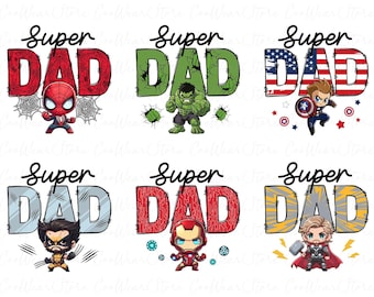 Best Dad Ever Png Bundle, Super Father's Day Png, Dad and Children Png, Superhero Dad Png, Super Dad Png, Fathers Day Png, Gift for Dad