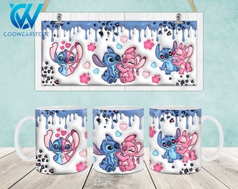 Cartoon Characters 3D Inflated Mug Wrap, 11oz & 15oz Mug Template, Cartoon 11oz Mug Png, 15oz Mug Png, Coffee Mugs, Mug Sublimation Design
