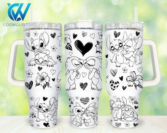 Cartoon Valentines 40oz Tumbler Wrap Png, Feliz Día de San Valentín 2 piezas 40 oz Tumbler Png, Couple Love Tumbler 40oz Png, Diseños de sublimación