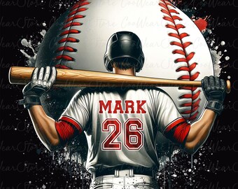 Custom Baseball Player Png, Baseball Mama Png, Game Day, Baseball Player Shirt With Kids Name & Jersey Number, Personalized Text and Number