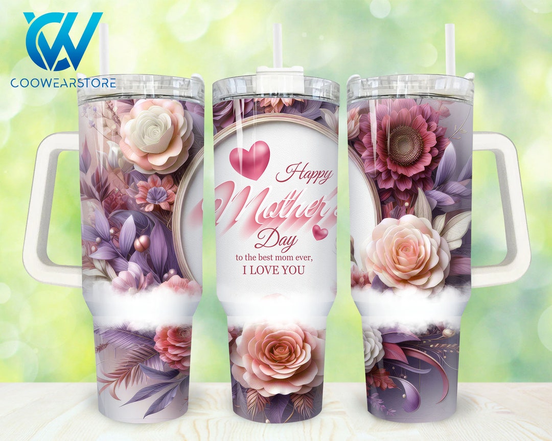 Best Mom Ever 40oz Tumbler Wrap Png, Floral Mama 2 Pieces 40 Oz Tumbler ...