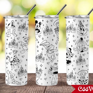 Cartoon Characters 20 oz Skinny Tumbler Sublimation Design, Movies Characters 20oz Skinny Tumbler Png, Straight and Taper Tumbler Wrap