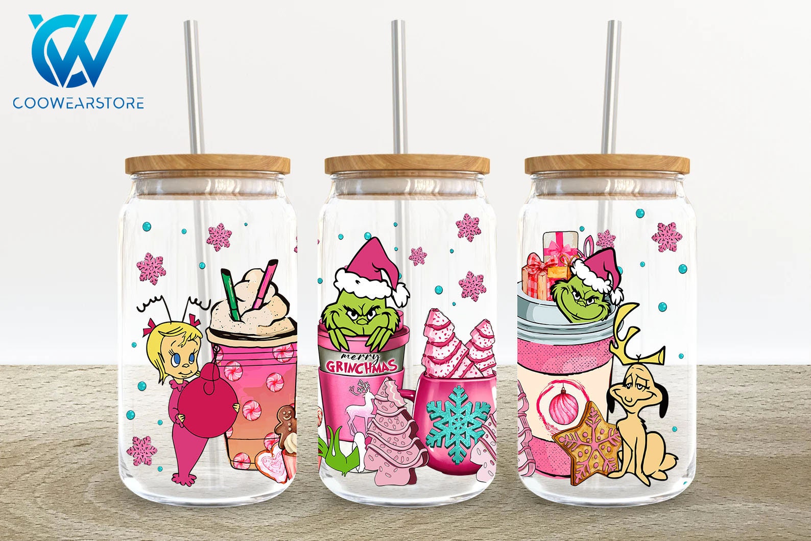 Christmas Character 16oz Glass Can Wrap, Christmas Lights 16 oz Glass Can Png, Christmas 16 oz Libbey Glass Can Wrap, 16 oz Tumbler Wrap Png