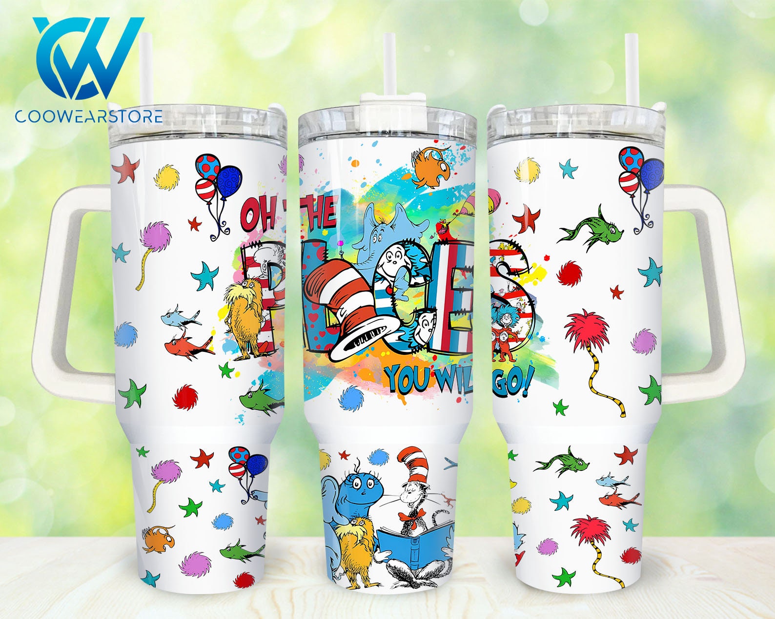 Discover Dr Seuss Cartoon Characters 40oz Tumbler, Cat in stovepipe hat 40 oz Tumbler