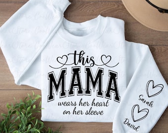 Custom Mama Heart With Kids Name Png, Happy Mother's Day Png, Custom Mama Est Png, Custom Kids Names Png, Mother's Day Png, Name on Sleeve