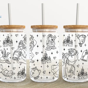 Cartoon Characters 16oz Glass Can Wrap, Cartoon 16 oz Glass Can Png, 16 oz Libbey Glass Can Wrap, 16 oz Tumbler Wrap Png, Sublimation Design