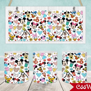 Personnages de dessins animés Mug Wrap, modèle de tasse de 11 oz et 15 oz, dessin animé 11 oz Mug Png, 15 oz Mug Png, conceptions de tasse, tasses à café, conception de sublimation de tasse