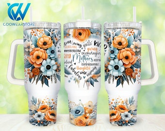 Vibrante Floral Mamá 40oz Tumbler Wrap Png, Floral Mama 2 piezas 40 oz Vaso Png, Retro Día de las Madres 40oz Vaso Png Diseños de Sublimación