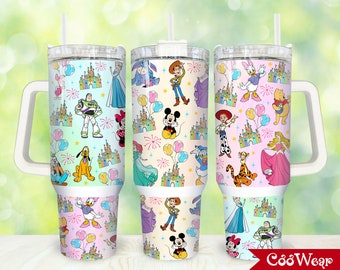 Movies Characters 40oz Tumbler Wrap Png, Cartoon Characters 2 pieces 40 oz Tumbler Png, Magic Cartoon 40oz Tumbler Png Sublimation Design