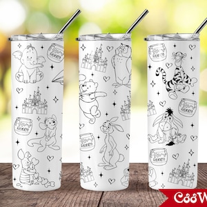 Cartoon Characters 20 oz Skinny Tumbler Sublimation Design, Movies Characters 20oz Skinny Tumbler Png, Straight and Taper Tumbler Wrap