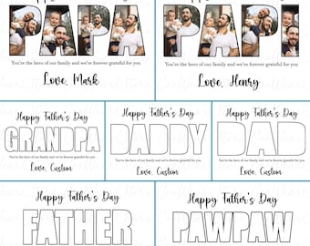 Custom Daddy Picture Png Bundle, Editable Dad Photo Png, Dad Life Png, Dad Gift, Father's Day, Father's Day Gift, Custom Kids Names Png