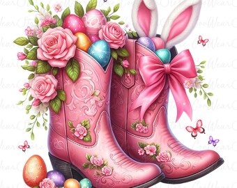 Easter Cowboy Boots Png, Happy Easter Png, Howdy Easter Png, Easter Bunny Png, Easter Eggs Png, Easter Cowgirl Boots Png, Floral Easter Png