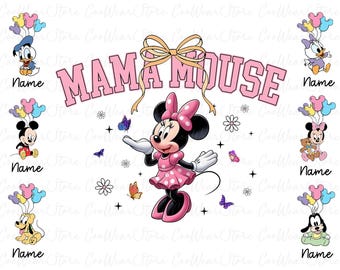 Custom Mama Mouse Png, Cartoon Mom Png, Mother's Day Png, Mother's Day Gift, Mama Png, Mom Life Png, Custom Mama Png, Kids Names on Sleeve