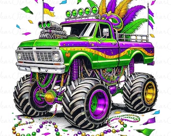 Camión monstruo de carnaval PNG, camión monstruo de carnaval PNG, carnaval de dibujos animados PNG, festival de cuentas de carnaval de Luisiana PNG, martes gordo PNG