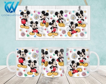 Cartoon Characters 3D Inflated Mug Wrap, 11oz & 15oz Mug Template, Cartoon 11oz Mug Png, 15oz Mug Png, Coffee Mugs, Mug Sublimation Design