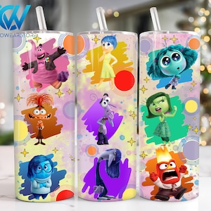Cartoon Characters 20 oz Skinny Tumbler Png, Cartoon Emotions 20oz Tumbler Png, Movies Characters 20oz Tumbler Wrap, Mental Health Tumbler