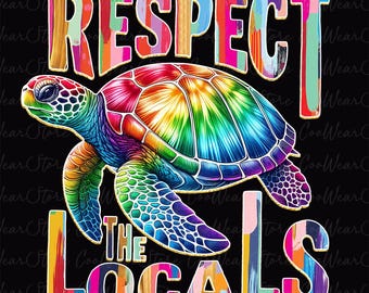 Respekt der Einheimischen Png, Strand Png, Pinselstrich Meeresschildkröte Png, Boho Sommer Vibes Png, Trendy Sommer Png, Küsten Png, Strand Zitat Png