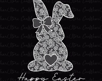 Easter Bunny Coquette Png, Happy Easter Png, Retro Easter Png, Easter Bunny Png, Easter Coquette Png, White Lace Easter Bunny Png