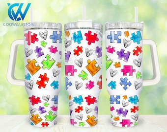 Autismus 40 Unzen Tumbler Wrap Png, Autismus Bewusstsein 2 Stück 40 Unzen Tumbler Png, Autismus Puzzle 40 Unzen Tumbler Png Sublimationsdesign