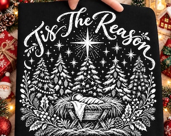 Baby Jesus Christmas PNG, Tis the Reason Png, Christian Christmas Png, Merry Christmas Png, Halftone Christmas Png, Jesus Christmas Png