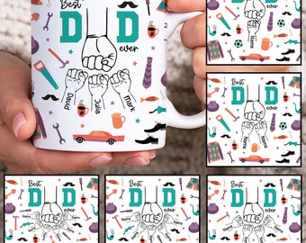 Personalized Dad Fist Bump Mug Wrap, Custom Dad 11oz Mug Template, Father Hand 11oz Mug Png, Fathers Day Mug Sublimation Design, Dad Mug