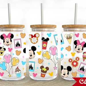 Cartoon Characters 16oz Glass Can Wrap, Cartoon 16 oz Glass Can Png, 16 oz Libbey Glass Can Wrap, 16 oz Tumbler Wrap Png, Sublimation Design