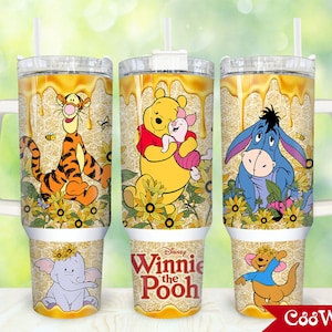 Cartoon Characters 40oz Tumbler Wrap Png, Bear and Friends 2 pieces 40 oz Tumbler Png, Bear Glitter 40oz Tumbler Png Sublimation Designs