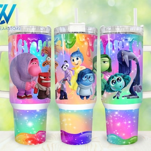 Cartoon Characters 40oz Tumbler Wrap Png, Cartoon Emotions 2 pieces 40 oz Tumbler Png, Cartoon Mental Health Tumbler 40oz Png Sublimation