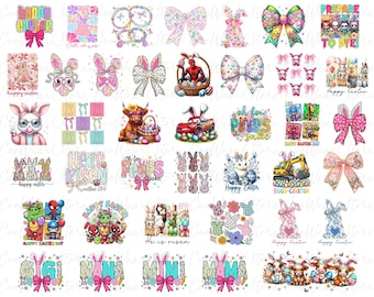 Bundle 40 Designs Easter Png, Happy Easter Png, Retro Easter Png, Easter Bunny Png, Easter Coquette Png, Easter Rabbit Coquette Png
