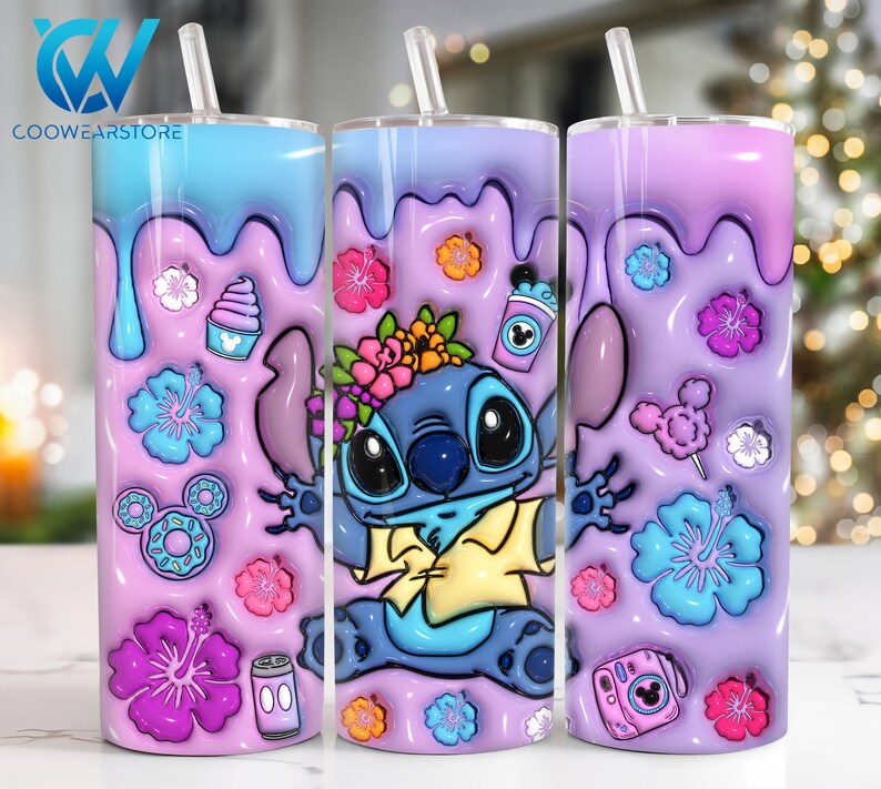 3D Inflated Cartoon Characters 20 Oz Skinny Tumbler Sublimation Design ...