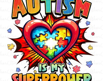 Autism Awareness Png, I wear Blue for Autism, Png, Autism is My Superpower Png, Autism Puzzle Png, Autism Month Png, Autism Kids Png