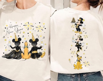 Happy New Year 2026 Png, Trendy New Year's Eve Png, Mouse And Friends New Year Shirt Design Png, New Year Matching Png, Mouse New Years 2026