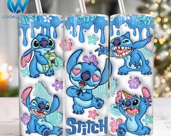 3D Aufgeblasene Zeichentrickfiguren 20 oz Skinny Tumbler Sublimation Design, 3D Cartoon 20 Unzen Becher Png, gerade und konische Becherverpackung