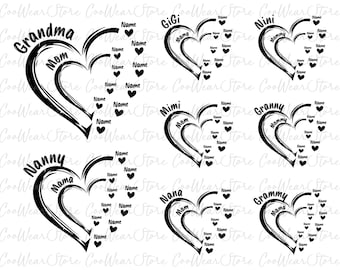 Custom Mama Heart With Kids Name Png, Happy Mother&#39;s Day Png, Custom Grandma Heart Png, Custom Grandkid Name Png, Mother&#39;s Day Png