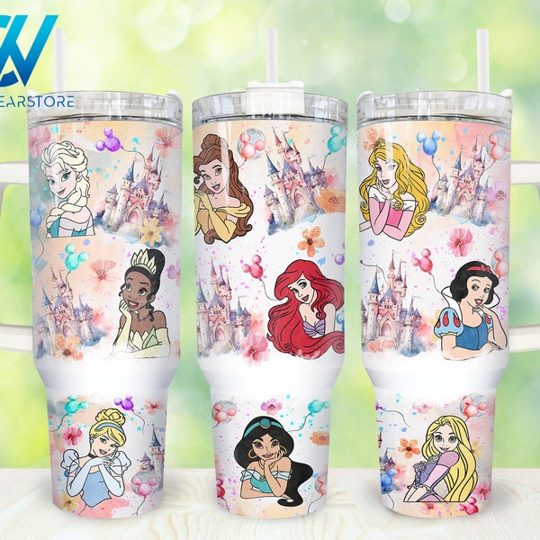 Movies Characters 40oz Tumbler Wrap Png, Cartoon Characters 2 pieces 40 oz Tumbler Png, Princess Cartoon 40oz Tumbler Png Sublimation Design