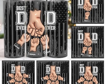 Benutzerdefinierter Dad Fist Bump 3D aufgeblasener 20 oz Skinny Tumbler Png, Vater 20oz Tumbler Png, Straight and Taper Tumbler Wrap, Vatertagsbecher