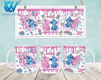Valentines Cartoon Mug Wrap, 11oz & 15oz Mug Template, Valentines 11oz Mug Png, 15oz Mug Png, Mug Designs, Mug Sublimation Design