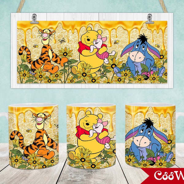 Cartoon Characters Mug Wrap, 11oz & 15oz Mug Template, Cartoon 11oz Mug Png, 15oz Mug Png, Mug Designs, Coffee Mugs, Mug Sublimation Design